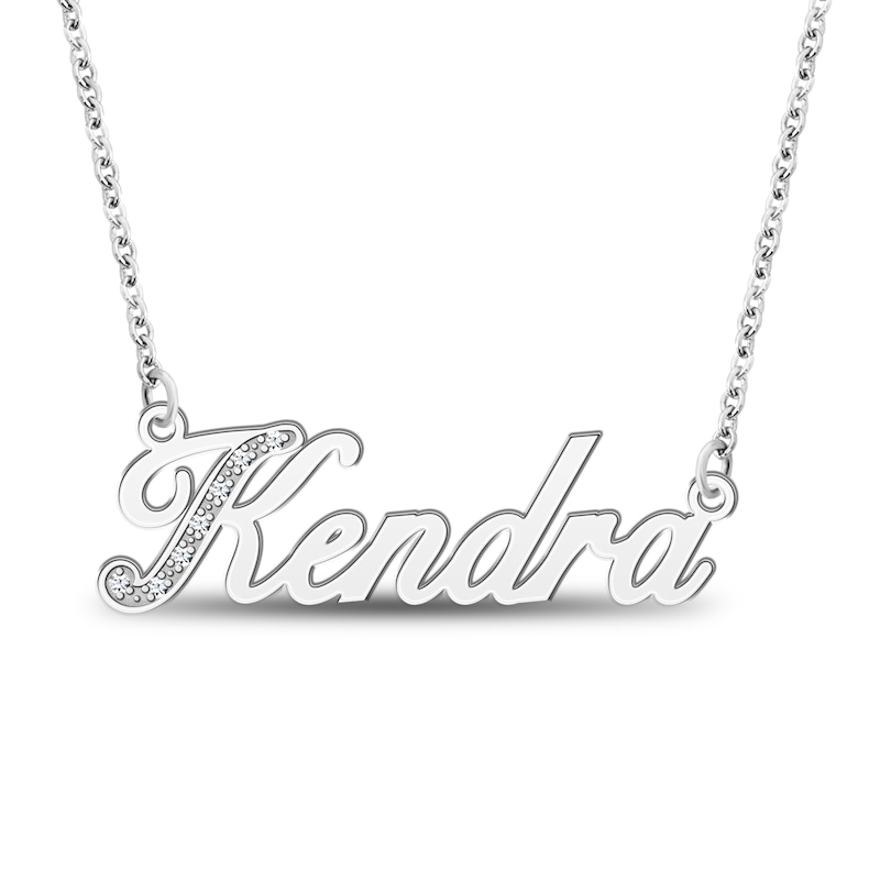 Main Image 1 of Diamond Accent Script Nameplate Necklace 14K White Gold 18"