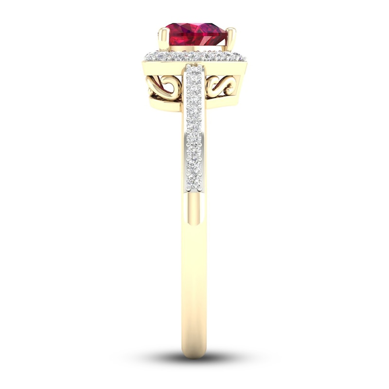 Main Image 3 of Natural Ruby Ring 1/8 ct tw Diamonds 14K Yellow Gold