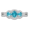 Thumbnail Image 3 of Natural Swiss Blue Topaz & Diamond Three-Stone Ring 1/6 ct tw Sterling Silver