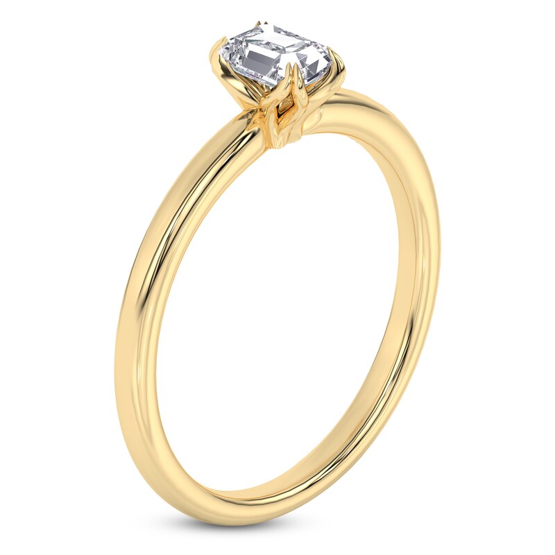 Main Image 2 of Certified Emerald-Cut Diamond Solitaire Engagement Ring 1/2 ct tw 18K Yellow Gold (SI2/G)