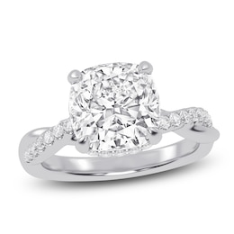 Cushion-Cut Lab-Grown Diamond Hidden Halo Engagement Ring 2-1/3 ct tw 14K White Gold