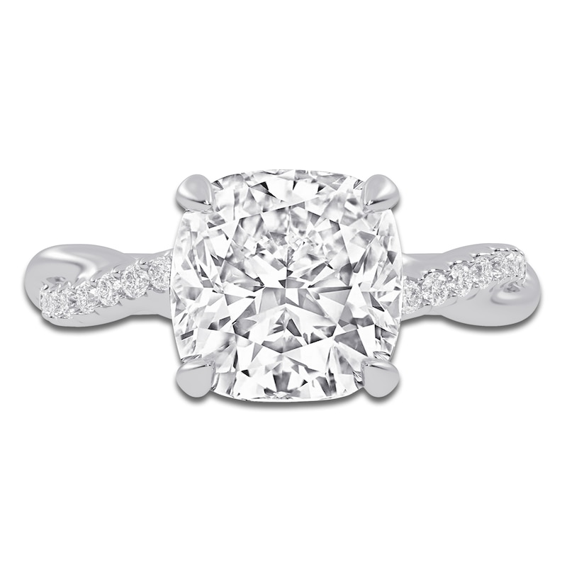 Main Image 3 of Cushion-Cut Lab-Grown Diamond Hidden Halo Engagement Ring 2-1/3 ct tw 14K White Gold