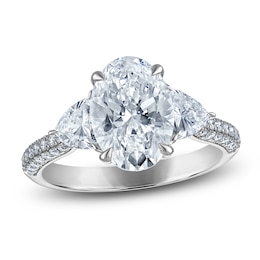 Vera Wang VOW Oval & Trillion-Cut Lab-Grown Diamond Three-Stone Engagement Ring 3-1/2 ct tw 14K White Gold
