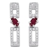 Thumbnail Image 3 of Marquise-Cut Natural Ruby & Diamond Hoop Earrings 1/6 ct tw 14K White Gold