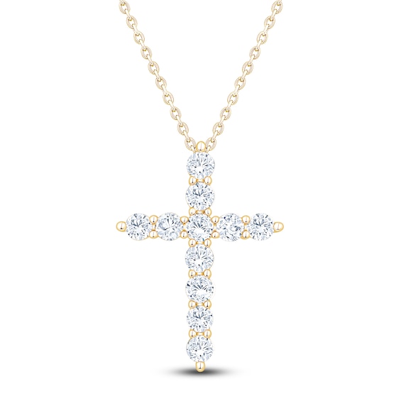 Jared Signature Diamond Cross Necklace 1-1/4 ct tw 14K Yellow Gold 18"
