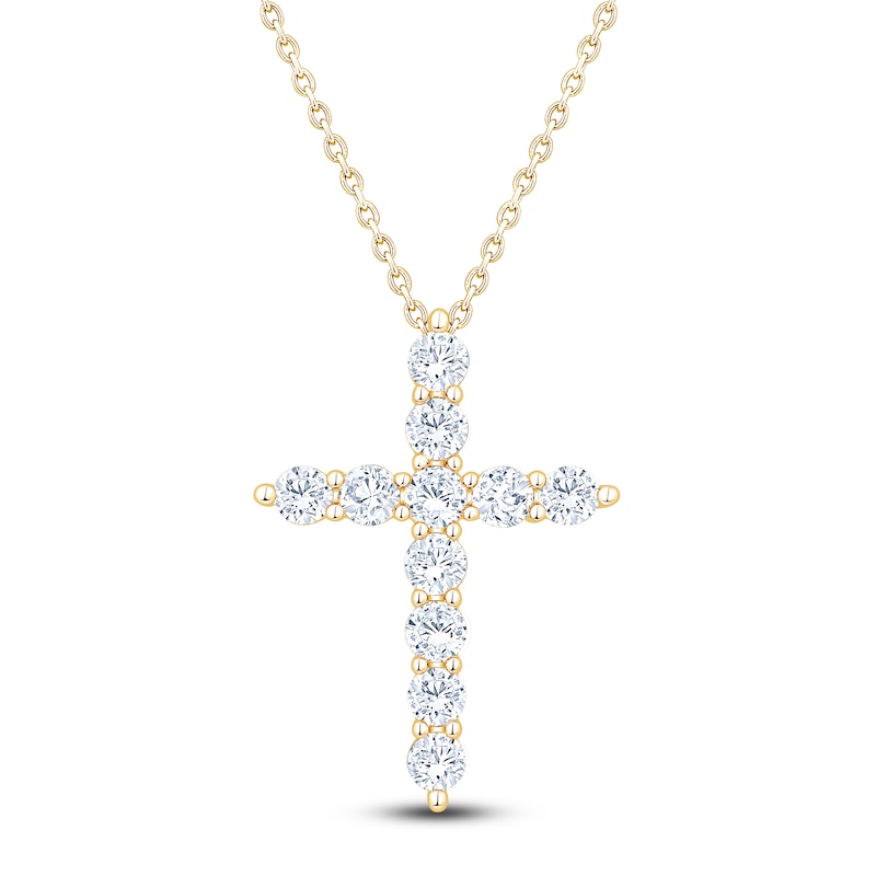 Main Image 1 of Brilliant Moments Diamond Cross Necklace 1-1/4 ct tw 14K Yellow Gold 18"