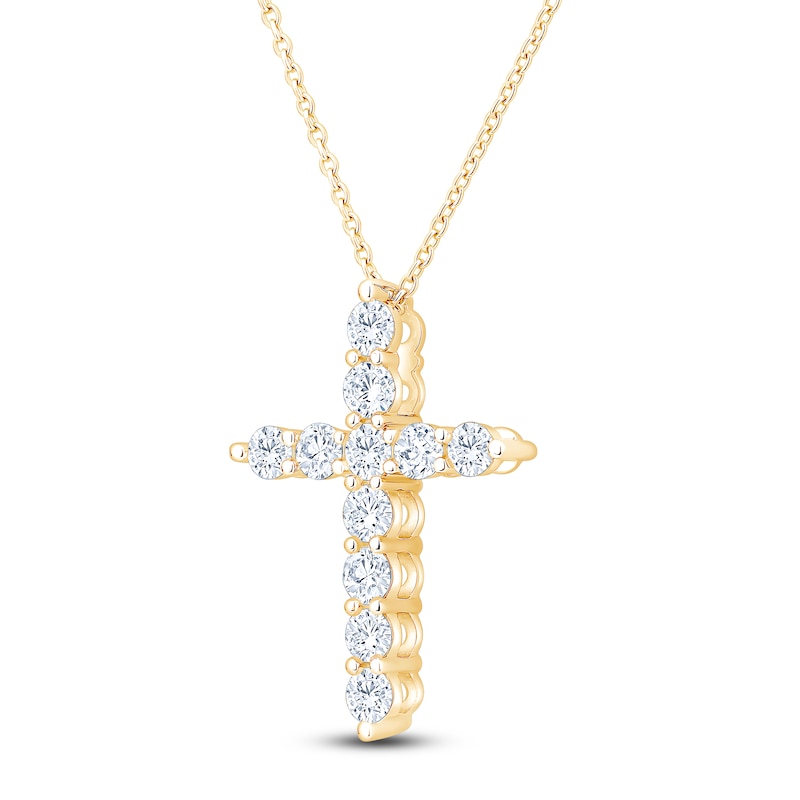 Main Image 2 of Brilliant Moments Diamond Cross Necklace 1-1/4 ct tw 14K Yellow Gold 18"