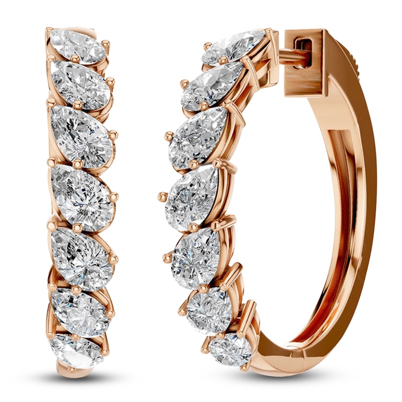 Main Image 2 of Pear-Shaped Lab-Grown Diamond Hoop Earrings 2 ct tw 14K Rose Gold