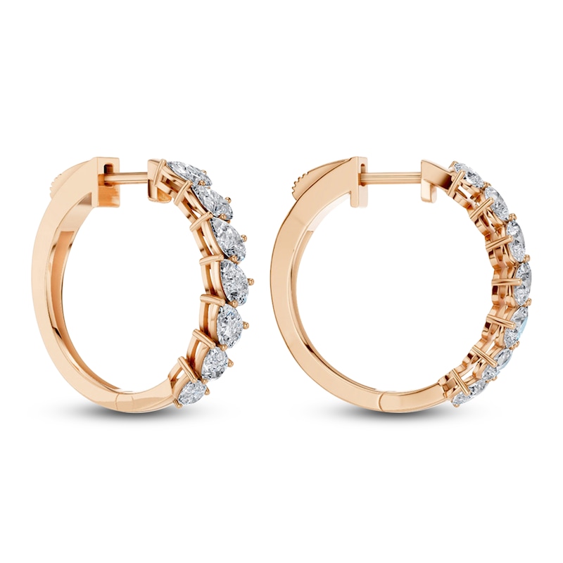 Main Image 3 of Pear-Shaped Lab-Grown Diamond Hoop Earrings 2 ct tw 14K Rose Gold