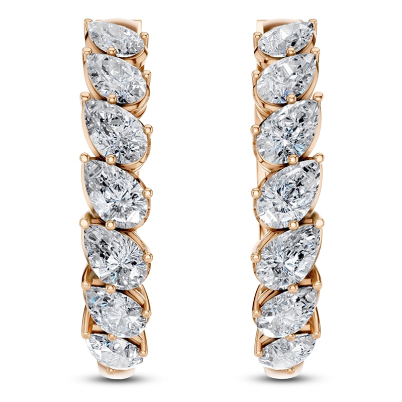 Main Image 4 of Pear-Shaped Lab-Grown Diamond Hoop Earrings 2 ct tw 14K Rose Gold