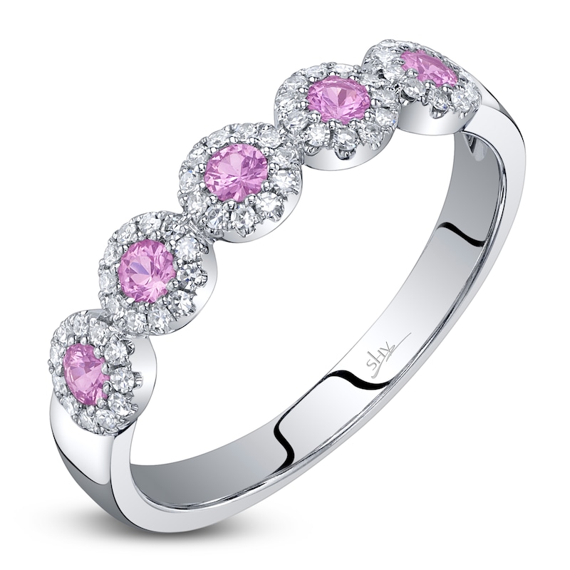 Main Image 2 of Shy Creation Natural Pink Sapphire & Diamond Five-Stone Ring 1/8 ct tw 14K White Gold