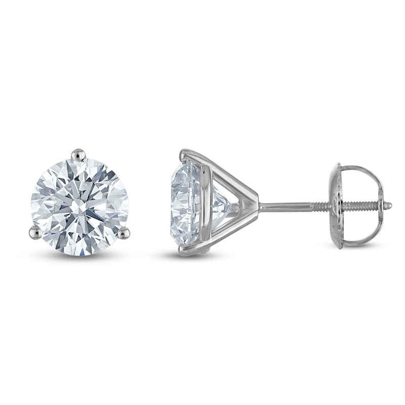 Main Image 1 of Round-Cut Lab-Grown Diamond Solitaire Stud Earrings 3 ct tw 18K White Gold (VS2/F)