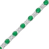 Thumbnail Image 2 of Oval-Cut Lab-Created Emerald & Round-Cut White Lab-Created Sapphire Bracelet Sterling Silver 7.25"