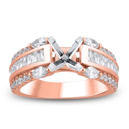 Marquise, Round & Baguette-Cut Lab-Grown Diamond Engagement Ring Setting 1-1/4 ct tw 14K Rose Gold