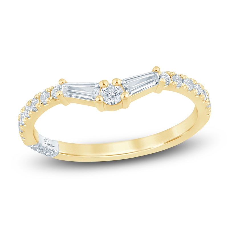 Main Image 1 of Pnina Tornai Baguette & Round-Cut Lab-Grown Diamond Contour Anniversary Ring 1/2 ct tw 14K Yellow Gold