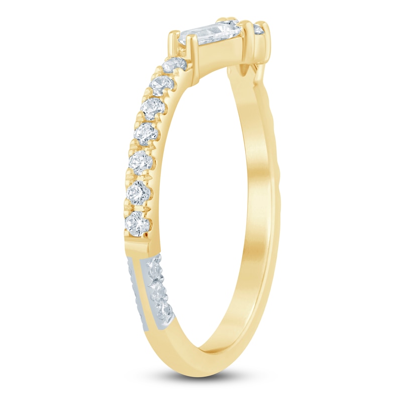 Main Image 2 of Pnina Tornai Baguette & Round-Cut Lab-Grown Diamond Contour Anniversary Ring 1/2 ct tw 14K Yellow Gold