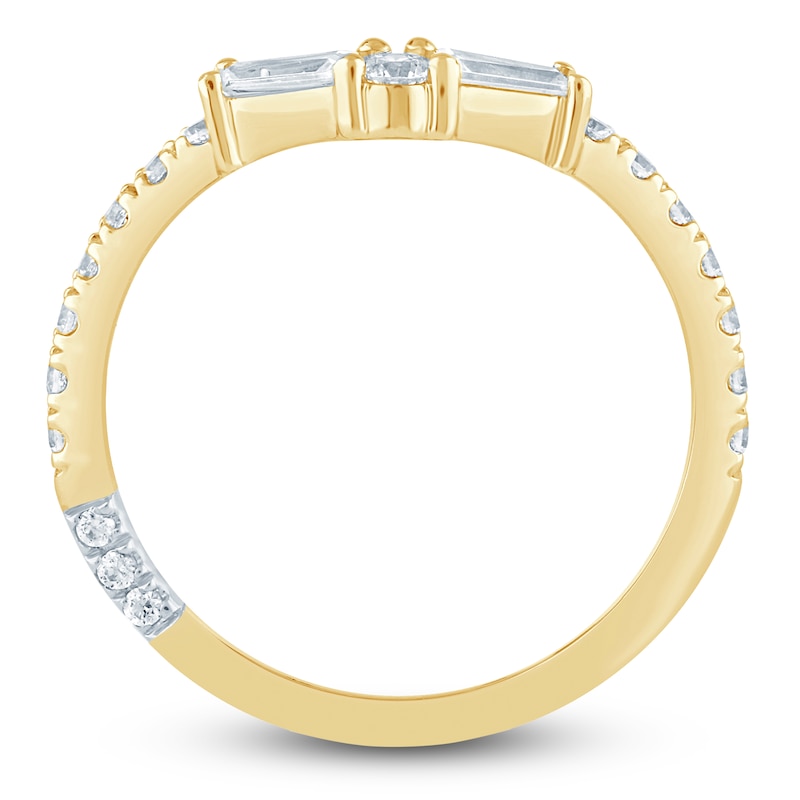 Main Image 4 of Pnina Tornai Baguette & Round-Cut Lab-Grown Diamond Contour Anniversary Ring 1/2 ct tw 14K Yellow Gold