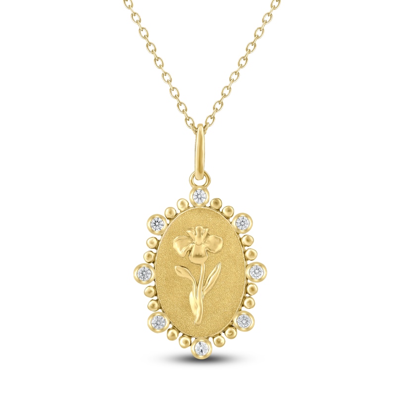 Main Image 1 of Violet Birth Flower Diamond Necklace 1/4 ct tw 10K Yellow Gold 18"