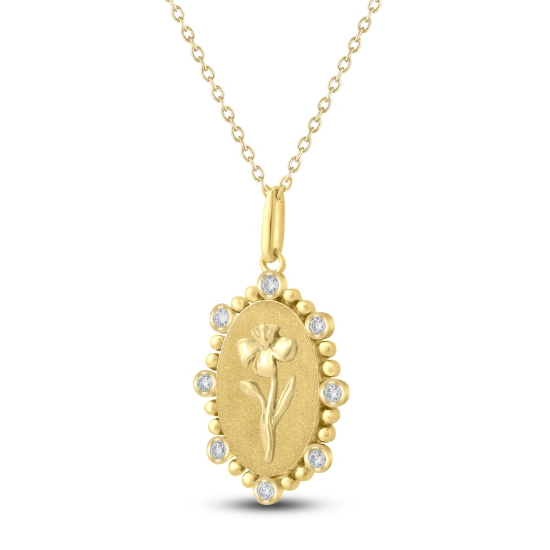 Main Image 2 of Violet Birth Flower Diamond Necklace 1/4 ct tw 10K Yellow Gold 18"