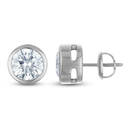 Round-Cut Lab-Grown Diamond Bezel-Set Solitaire Stud Earrings 3 ct tw 18K White Gold (VS2/F)