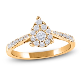 Multi-Diamond Pear-Shaped Promise Ring 1/3 ct tw 10K Yellow Gold