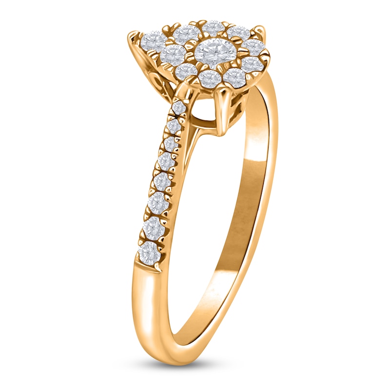 Main Image 2 of Multi-Diamond Pear-Shaped Promise Ring 1/3 ct tw 10K Yellow Gold
