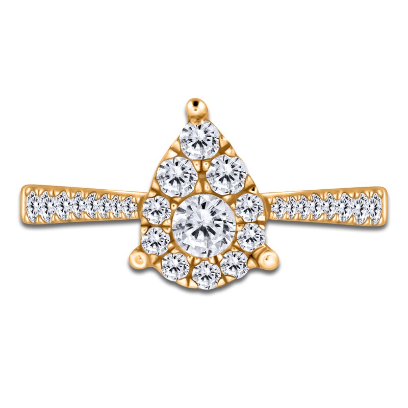 Main Image 3 of Multi-Diamond Pear-Shaped Promise Ring 1/3 ct tw 10K Yellow Gold