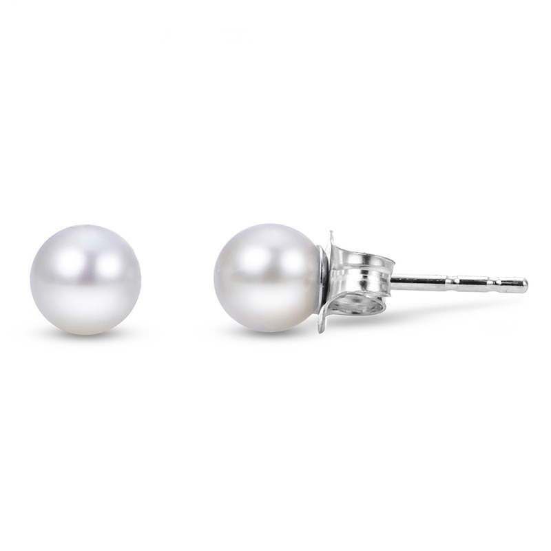 Main Image 1 of Cultured Pearl Stud Earrings 14K White Gold 5-5.5mm