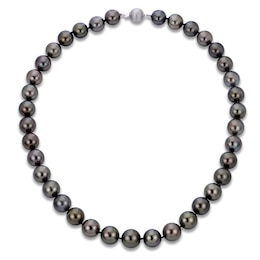 Tahitian Cultured Pearl Necklace 14K White Gold 10.5-13mm 18"