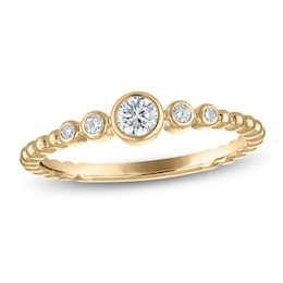 Lab-Grown Diamond Bezel-Set Beaded Stacking Ring 1/5 ct tw 14K Yellow Gold