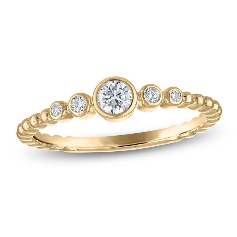 Main Image 1 of Lab-Grown Diamond Bezel-Set Beaded Stacking Ring 1/5 ct tw 14K Yellow Gold