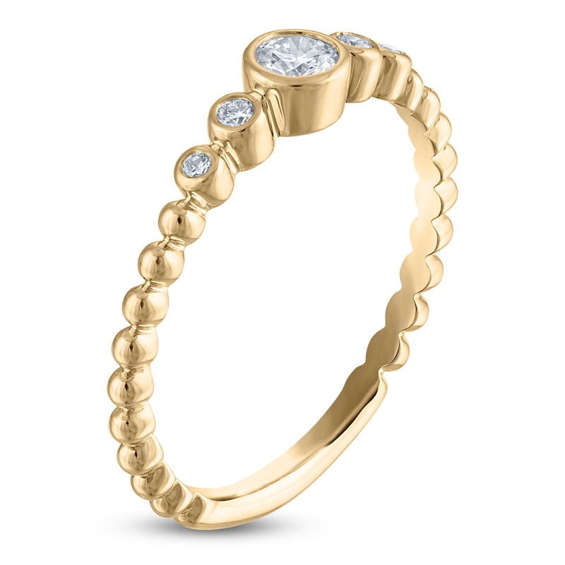 Main Image 2 of Lab-Grown Diamond Bezel-Set Beaded Stacking Ring 1/5 ct tw 14K Yellow Gold