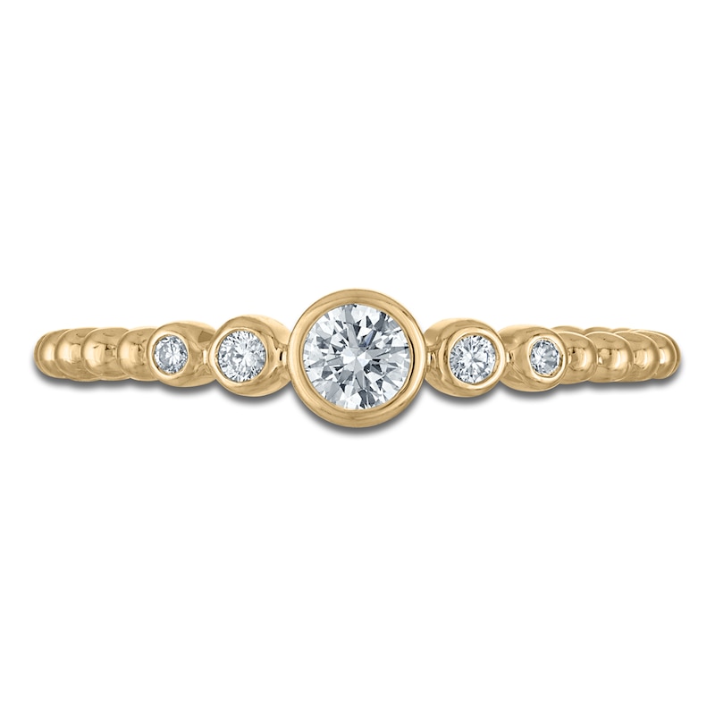 Main Image 3 of Lab-Grown Diamond Bezel-Set Beaded Stacking Ring 1/5 ct tw 14K Yellow Gold