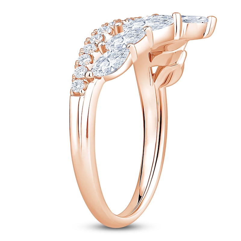 Main Image 2 of Marquise & Round-Cut Lab-Grown Diamond Contour Anniversary Ring 1 ct tw 14K Rose Gold