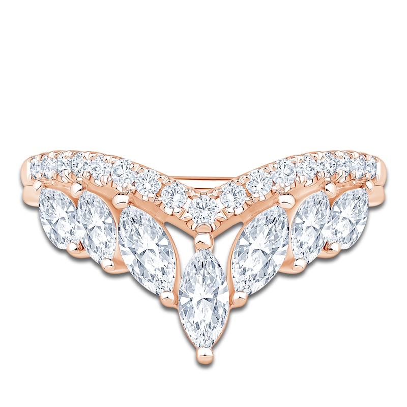 Main Image 3 of Marquise & Round-Cut Lab-Grown Diamond Contour Anniversary Ring 1 ct tw 14K Rose Gold