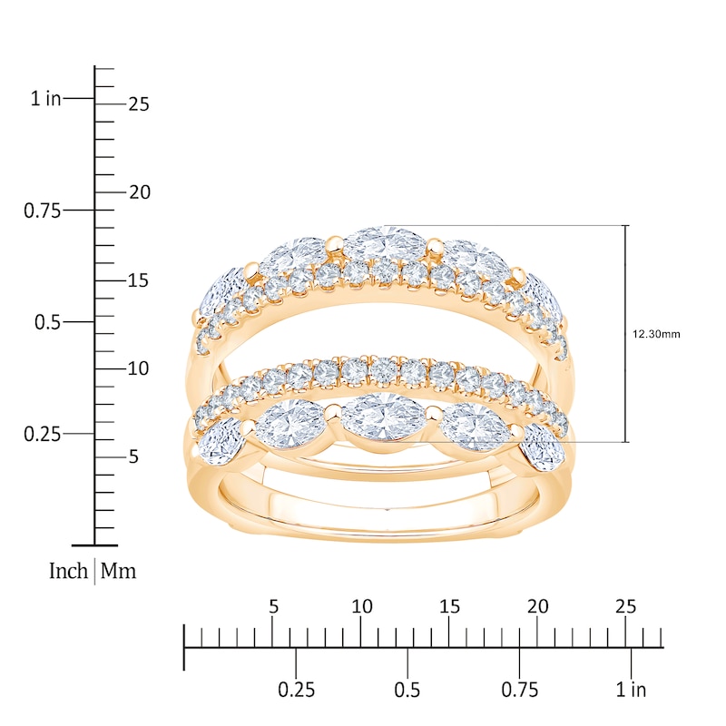 Main Image 4 of Marquise & Round-Cut Lab-Grown Diamond Multi-Row Enhancer Ring 1-1/2 ct tw 14K Yellow Gold