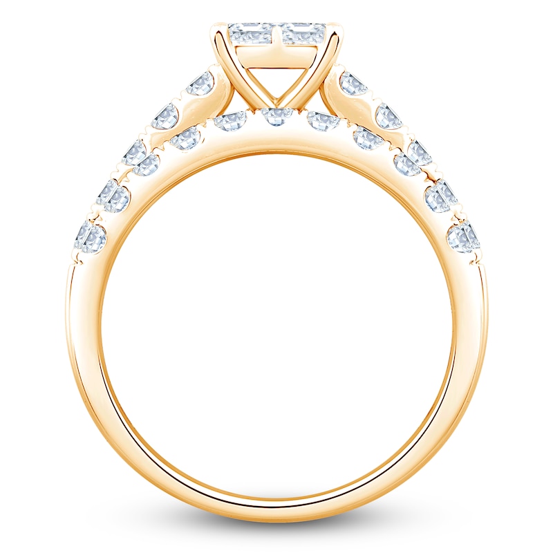 Main Image 2 of Certified Princess-Cut Quad Diamond Engagement Ring 2 ct tw 14K Yellow Gold