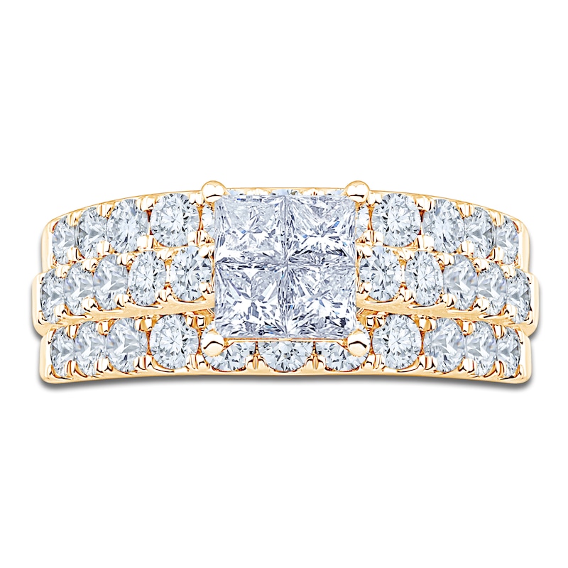 Main Image 3 of Certified Princess-Cut Quad Diamond Engagement Ring 2 ct tw 14K Yellow Gold