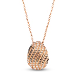Le Vian Chocolate Ombré Diamond Oval Pendant Necklace 1-1/4 ct tw 14K Honey Gold 19"