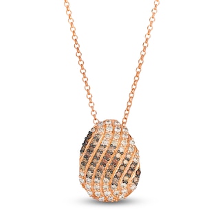 Le Vian Chocolate Ombré Diamond Oval Pendant Necklace 1-1/4 ct tw 14K Strawberry Gold 19"
