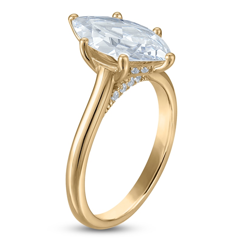Main Image 2 of Marquise-Cut Lab-Grown Diamond Solitaire Plus Engagement Ring 2 ct tw 18K Yellow Gold (VS2/F)