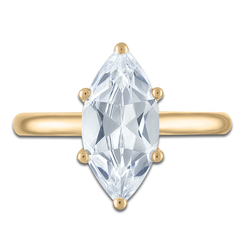 Main Image 3 of Marquise-Cut Lab-Grown Diamond Solitaire Plus Engagement Ring 2 ct tw 18K Yellow Gold (VS2/F)