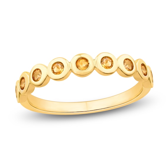 Jared Signature Bezel-Set Natural Citrine 2mm Stackable Ring 14K Yellow Gold