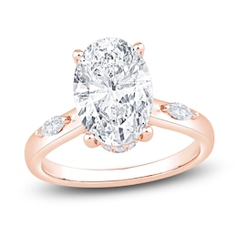 Oval-Cut Lab-Grown Diamond Hidden Halo Engagement Ring 3-1/3 ct tw 14K Rose Gold