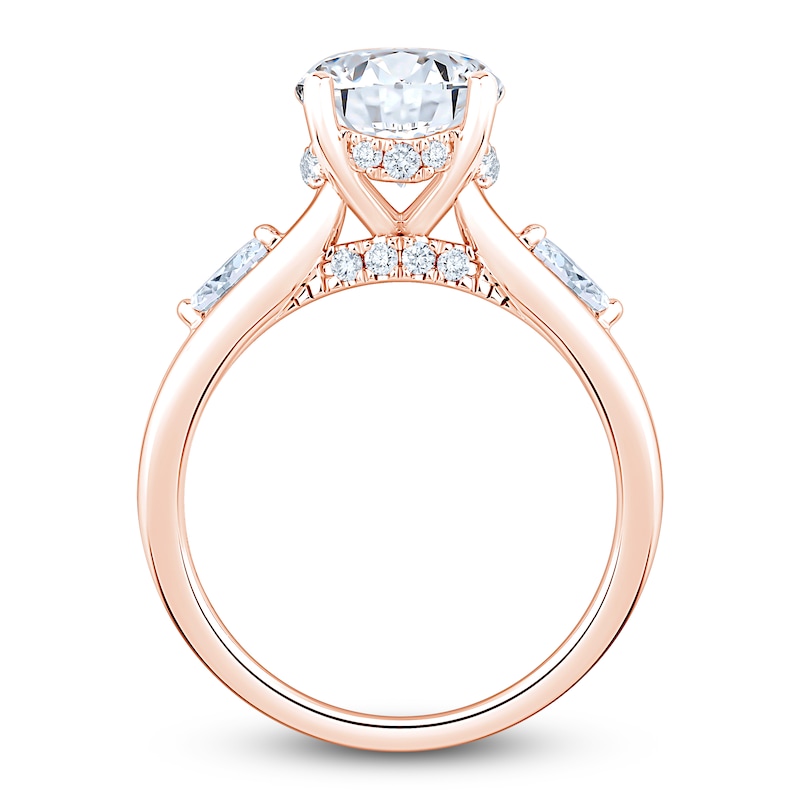 Main Image 2 of Oval-Cut Lab-Grown Diamond Hidden Halo Engagement Ring 3-1/3 ct tw 14K Rose Gold