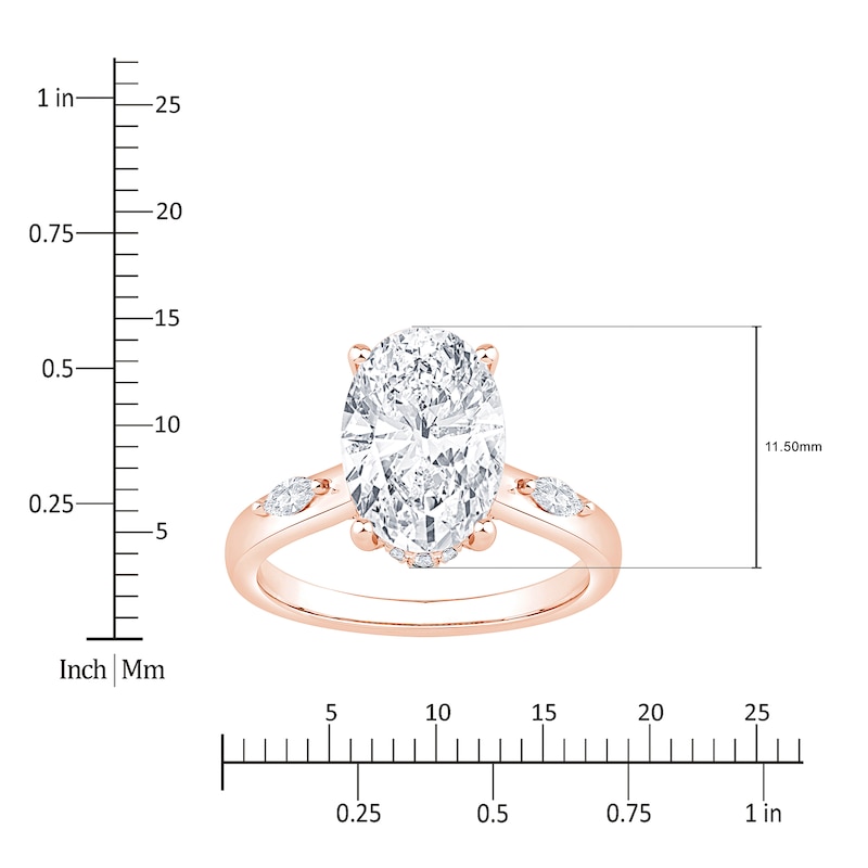 Main Image 4 of Oval-Cut Lab-Grown Diamond Hidden Halo Engagement Ring 3-1/3 ct tw 14K Rose Gold