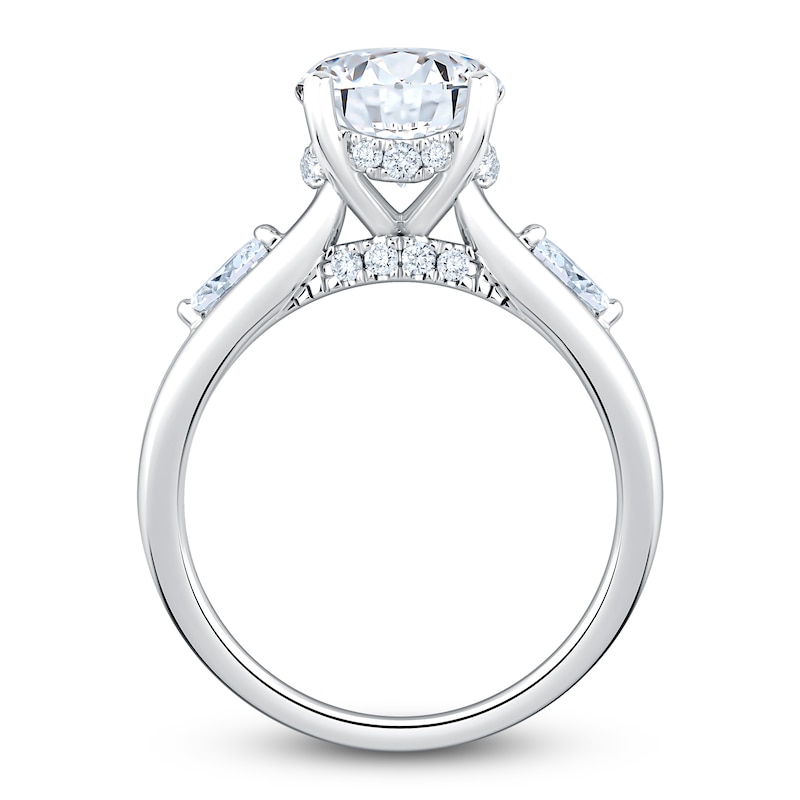 Main Image 2 of Oval-Cut Lab-Grown Diamond Hidden Halo Engagement Ring 3-1/3 ct tw Platinum