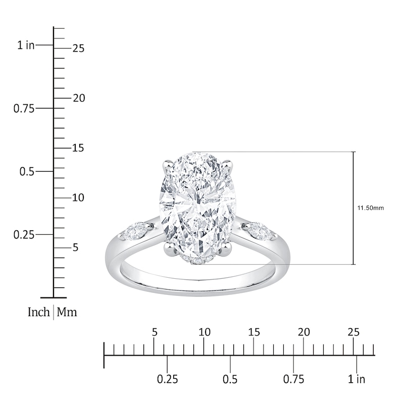 Main Image 4 of Oval-Cut Lab-Grown Diamond Hidden Halo Engagement Ring 3-1/3 ct tw Platinum