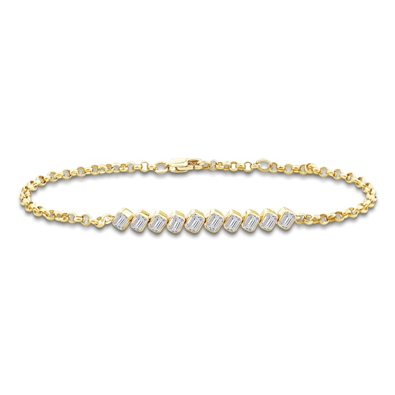 Jared Signature Emerald-Cut Lab-Grown Diamond Bracelet 1 ct tw 14K Yellow Gold 7"