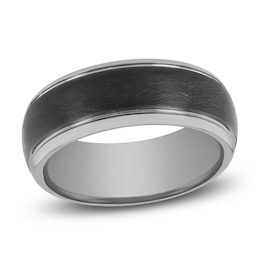 Men's Wedding Band Tungsten Carbide with Black Ion Plate 8mm